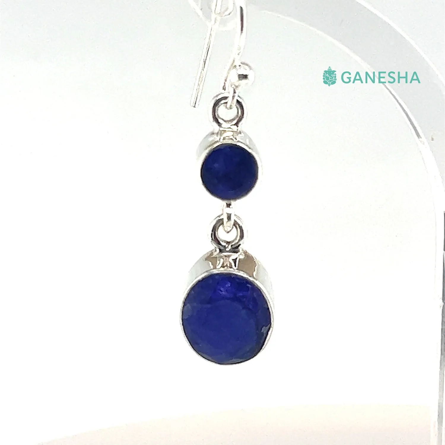 Blue Sapphire Double-Drop Earrings (925) Sterling Silver