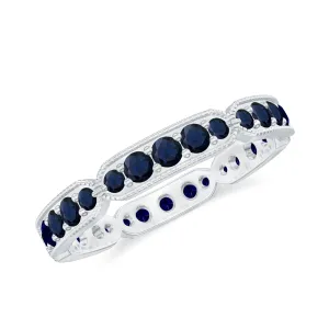 Blue Sapphire Eternity Ring with Milgrain Detailing