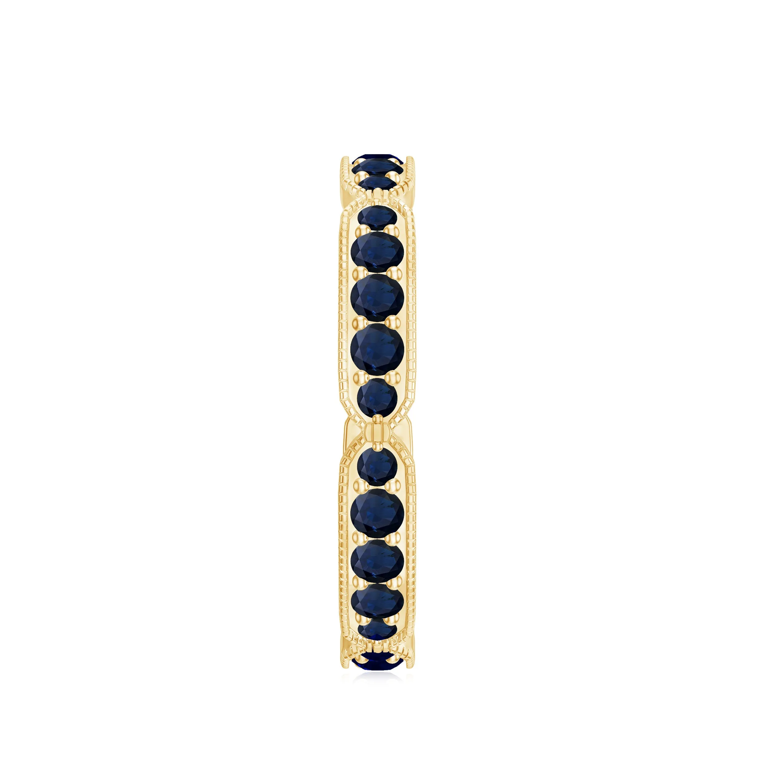 Blue Sapphire Eternity Ring with Milgrain Detailing