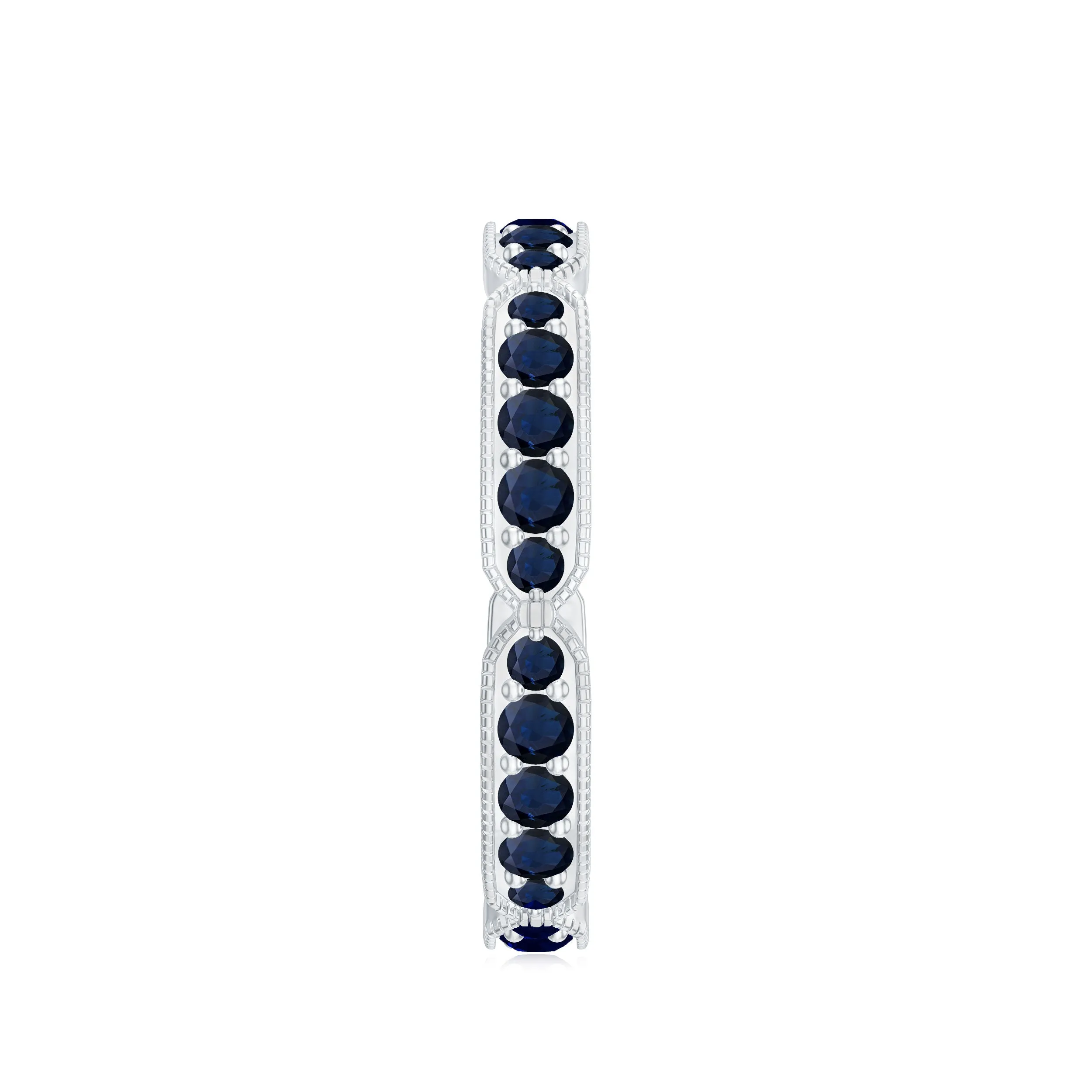 Blue Sapphire Eternity Ring with Milgrain Detailing