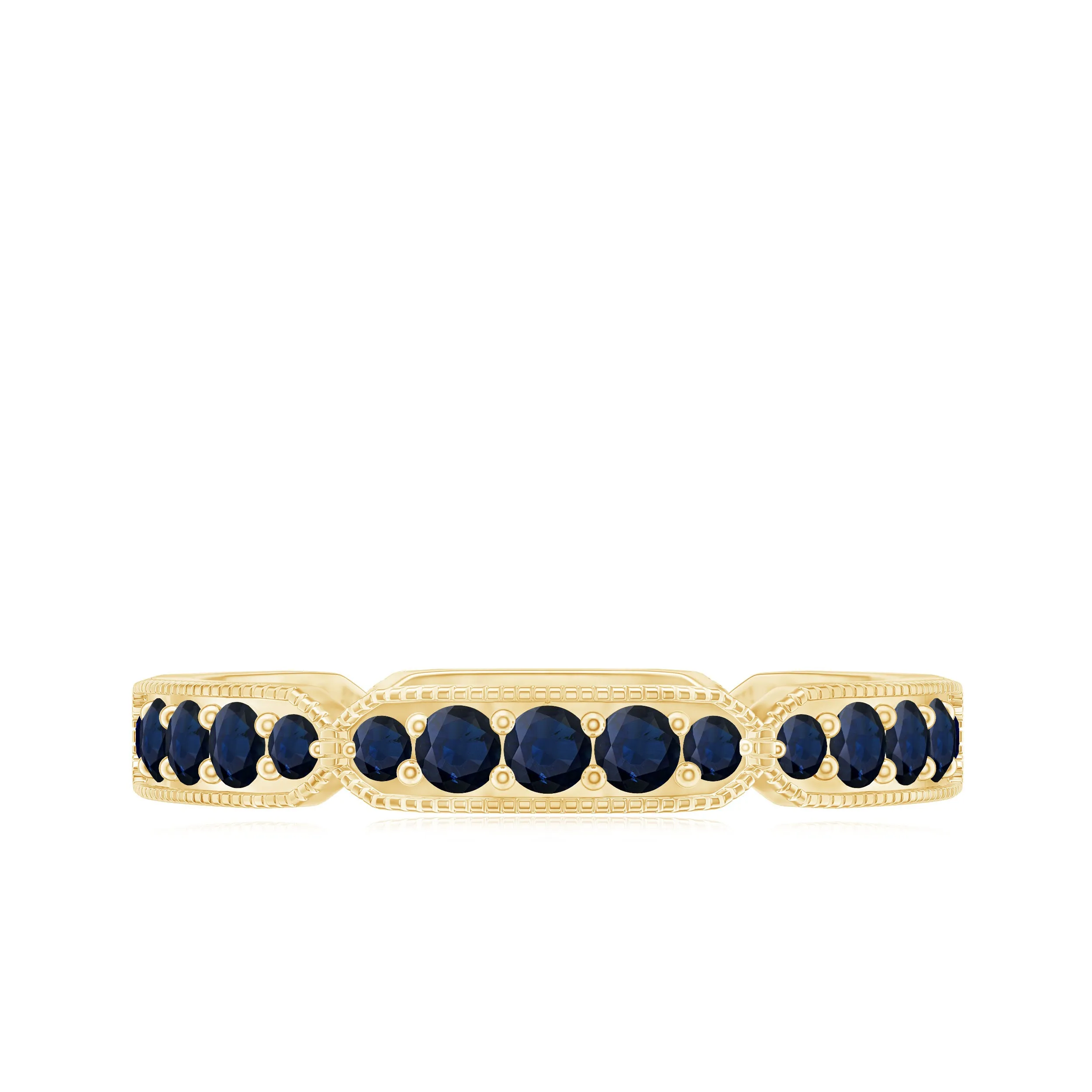 Blue Sapphire Eternity Ring with Milgrain Detailing
