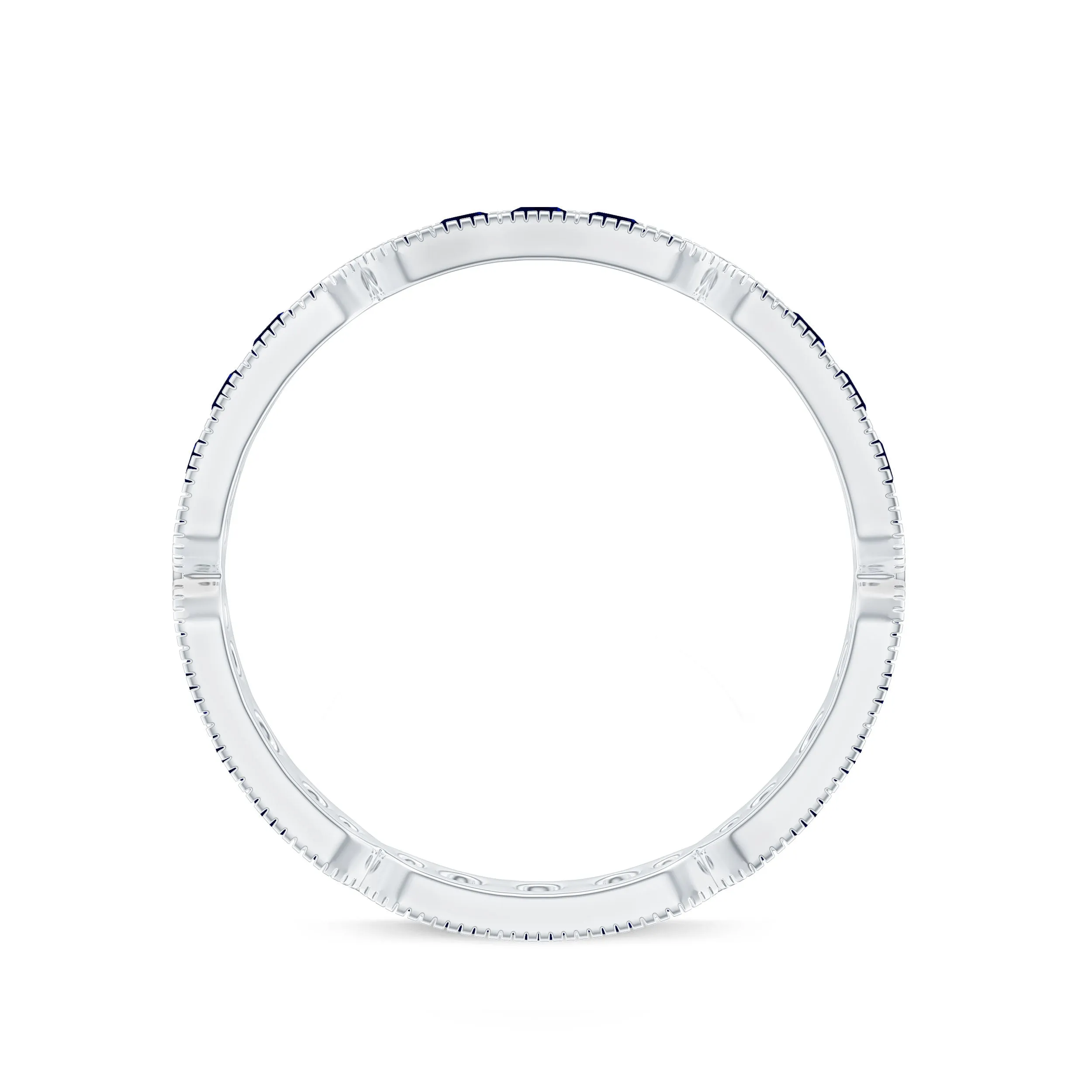 Blue Sapphire Eternity Ring with Milgrain Detailing