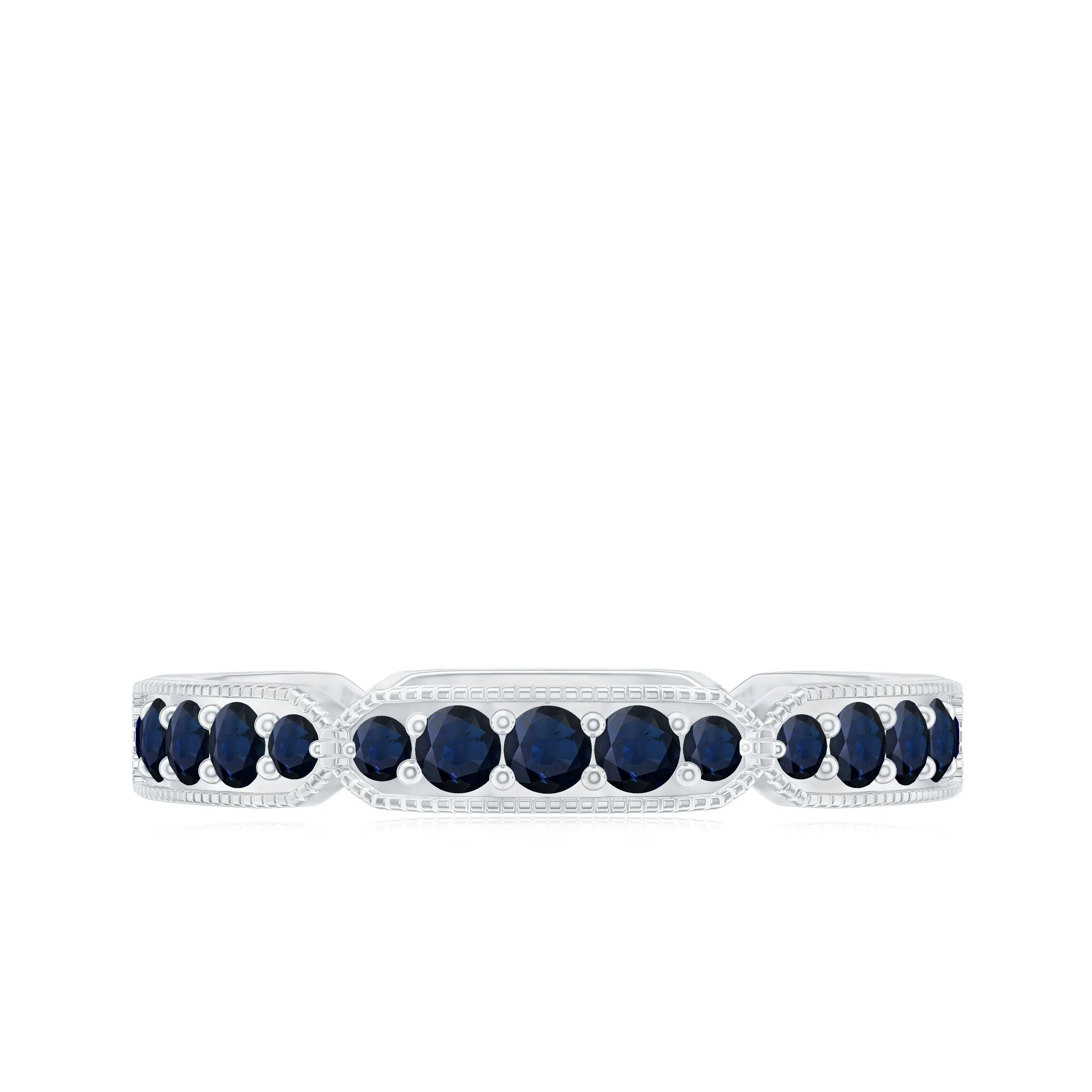 Blue Sapphire Eternity Ring with Milgrain Detailing