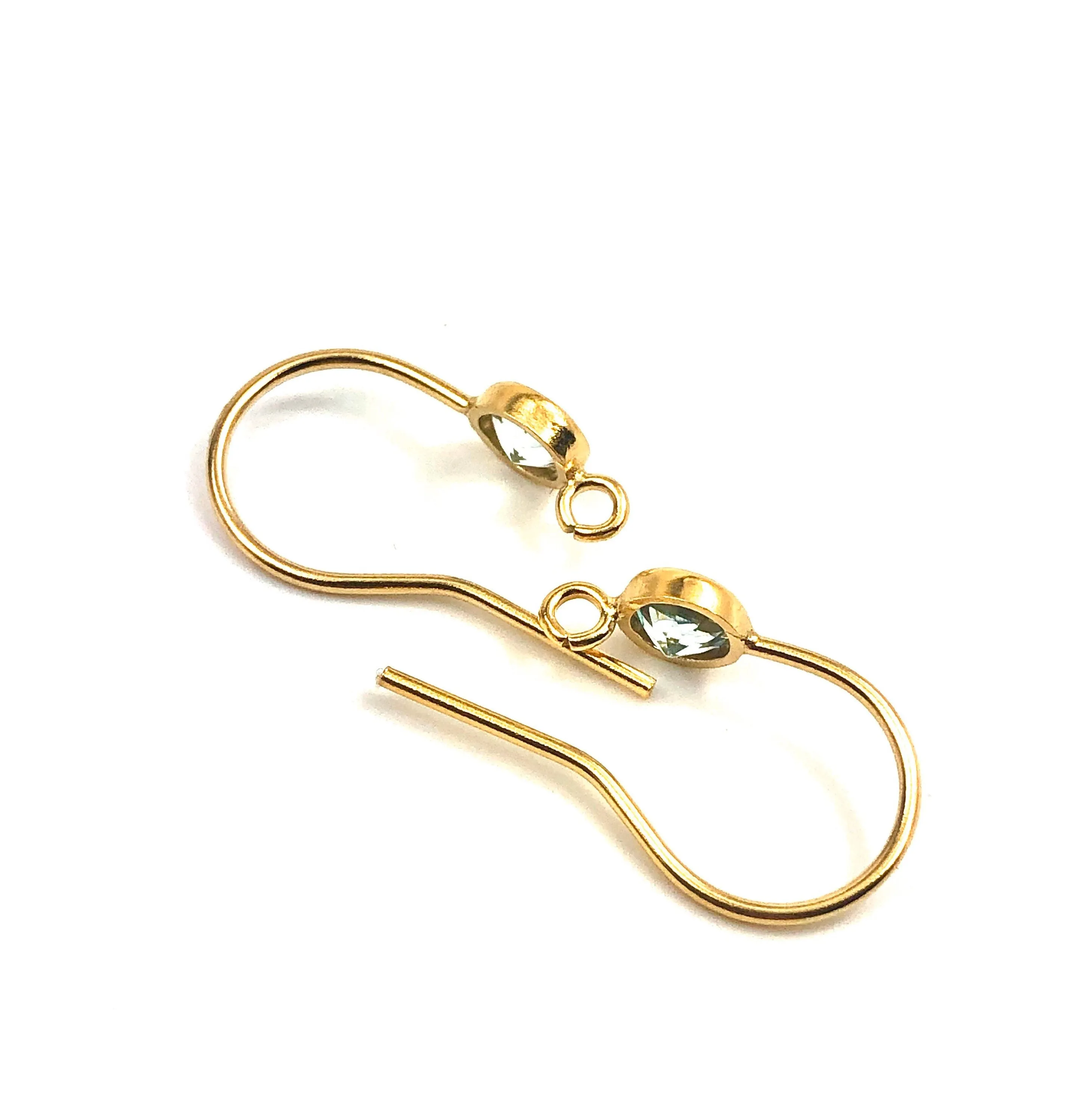 Blue topaz cubic zirconia, 14KGF ear wire with ring , 14K gold filled SKU# 4006425BT