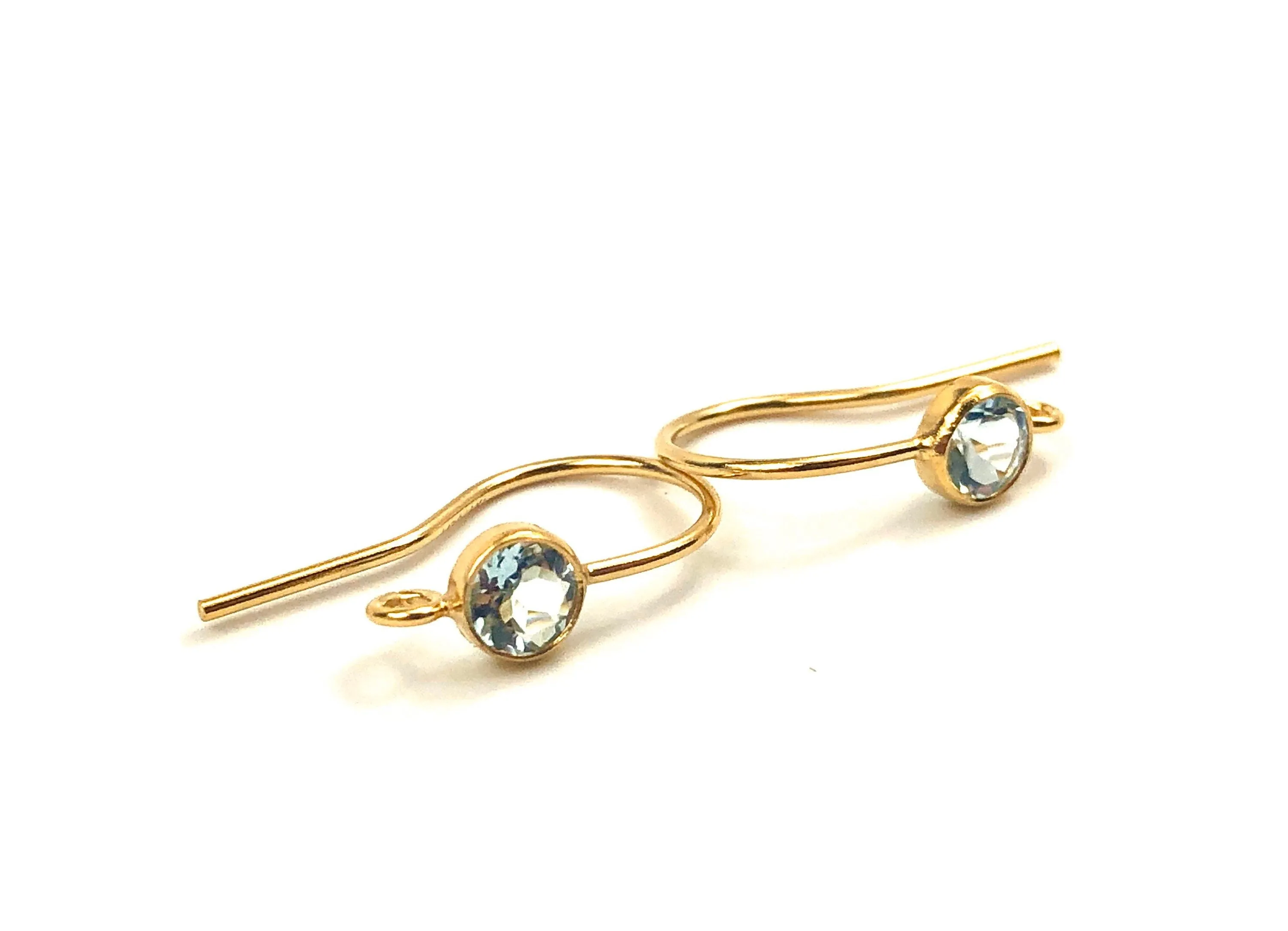 Blue topaz cubic zirconia, 14KGF ear wire with ring , 14K gold filled SKU# 4006425BT