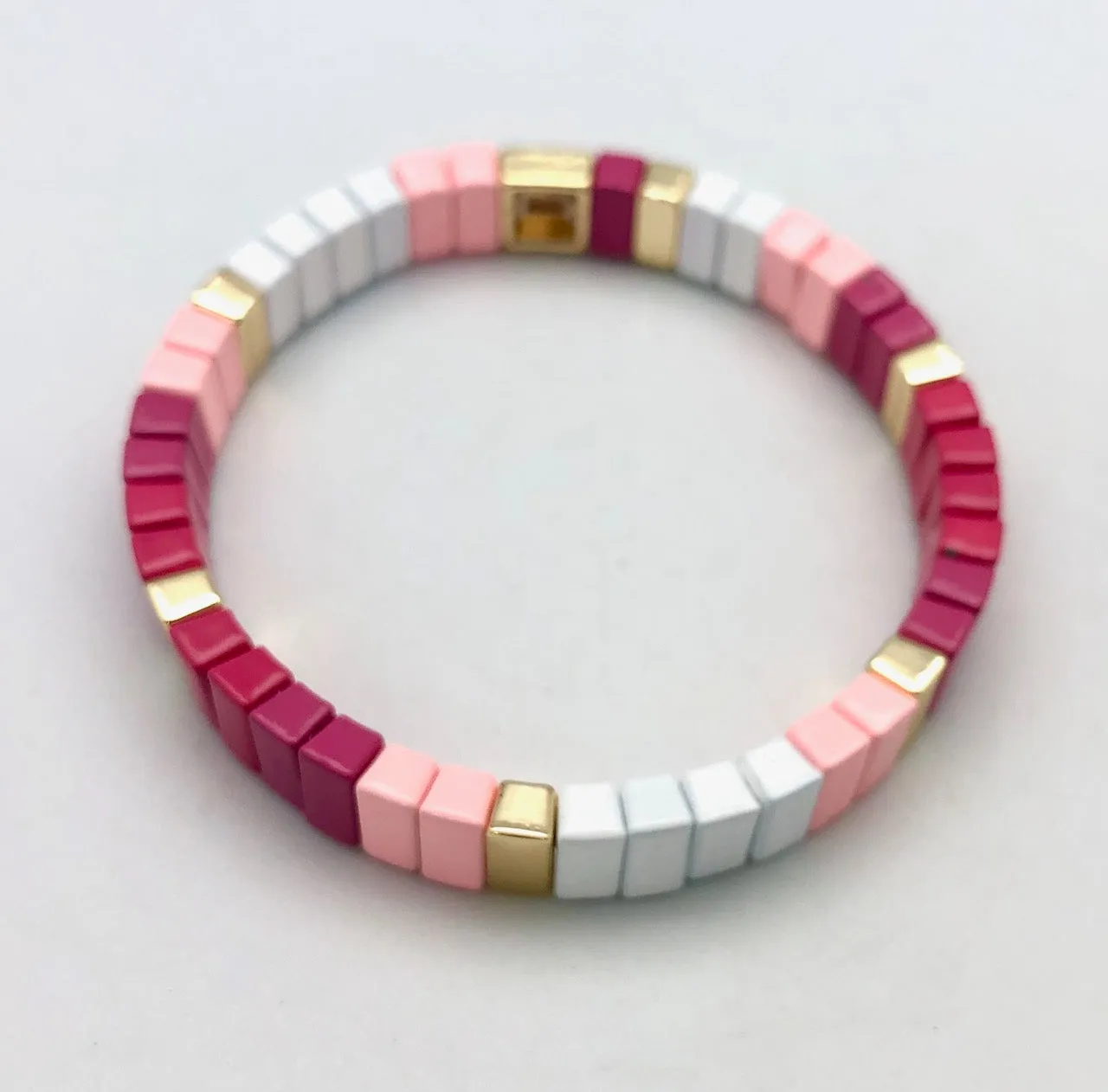 Caryn Lawn Mini Pink Ombre and Gold Bead Bracelet