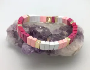 Caryn Lawn Mini Pink Ombre and Gold Bead Bracelet