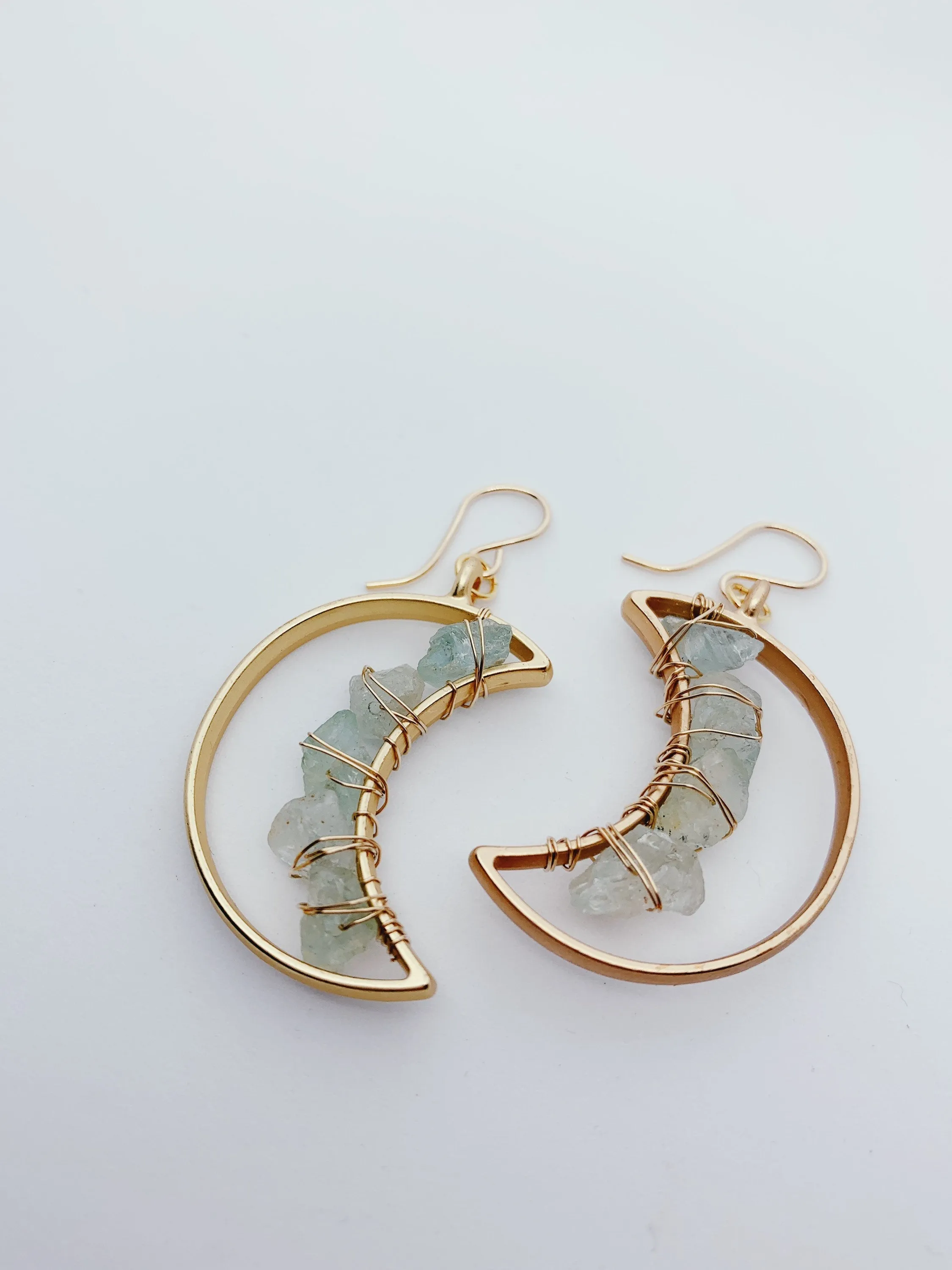 Celestial Moon Earrings | Aquamarine