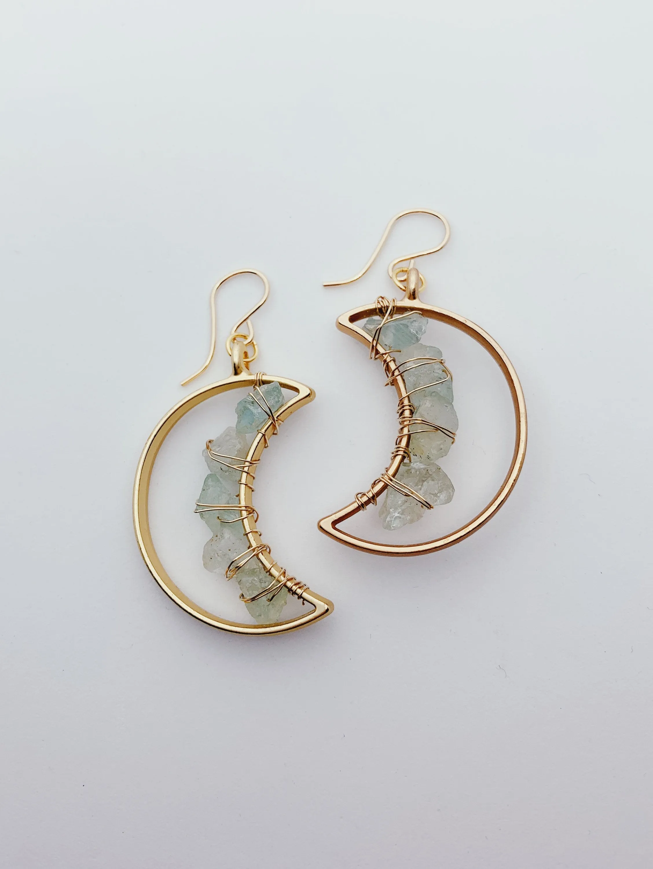 Celestial Moon Earrings | Aquamarine