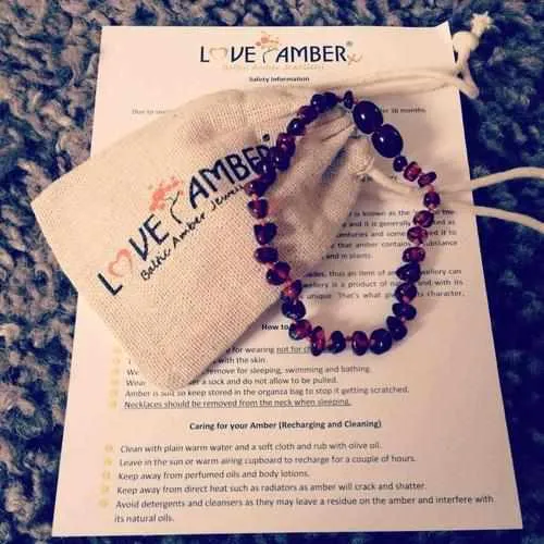 Child Honeysuckle Pink Agate Polished Honey Baltic Amber Anklet Bracelet