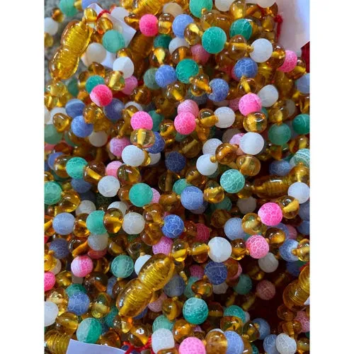 Child Mermaid Pink Blue Green Dragon Agate and Honey Baltic Amber Anklet Bracelet