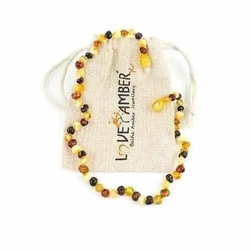 Child Pebble Beach Polished Mixed Baltic Amber Necklace