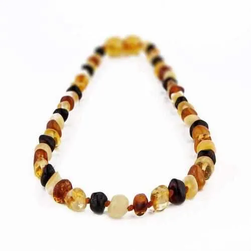Child Pebble Beach Polished Mixed Baltic Amber Necklace