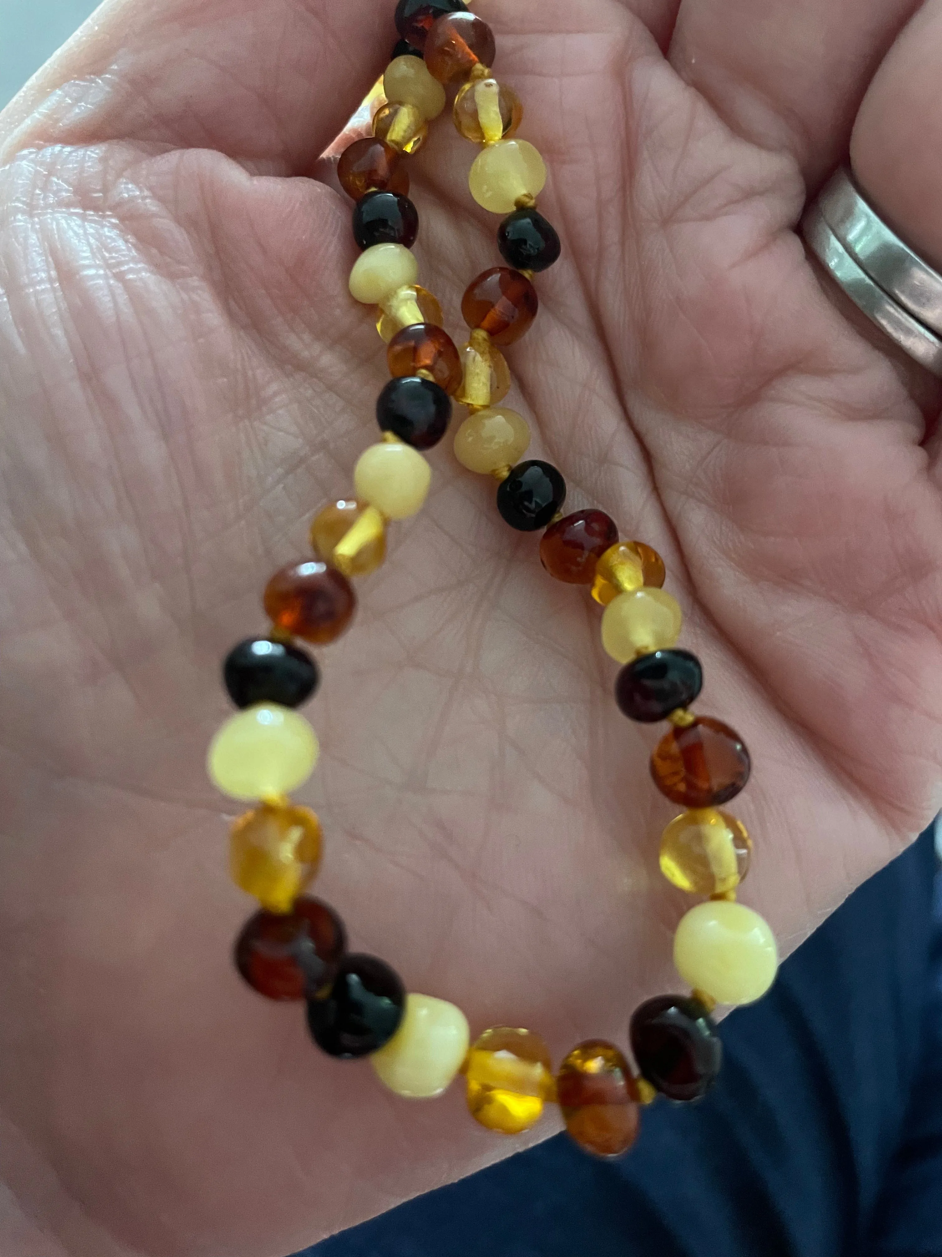 Child Pebble Beach Polished Mixed Baltic Amber Necklace