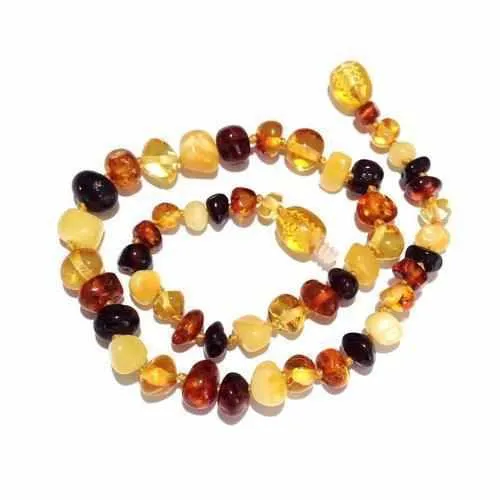 Child Pebble Beach Polished Mixed Baltic Amber Necklace