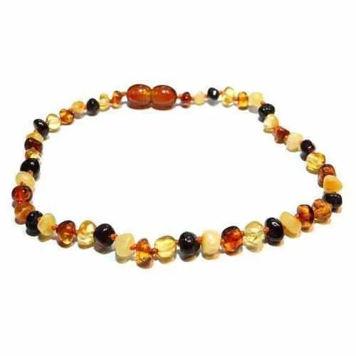 Child Pebble Beach Polished Mixed Baltic Amber Necklace