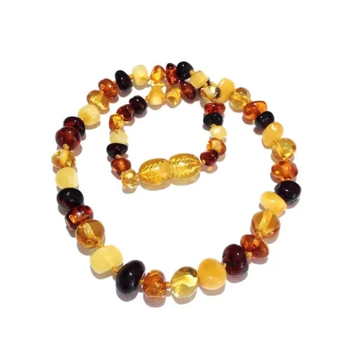 Child Pebble Beach Polished Mixed Baltic Amber Necklace