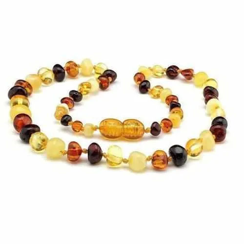 Child Pebble Beach Polished Mixed Baltic Amber Necklace