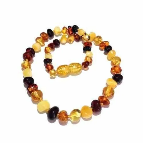 Child Pebble Beach Polished Mixed Baltic Amber Necklace
