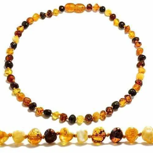 Child Pebble Beach Polished Mixed Baltic Amber Necklace