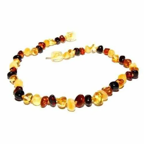 Child Pebble Beach Polished Mixed Baltic Amber Necklace