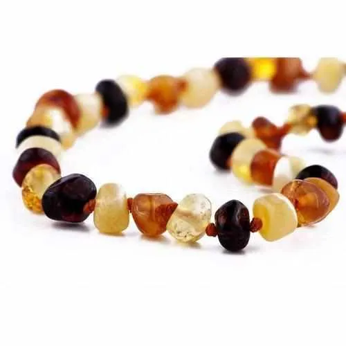 Child Pebble Beach Polished Mixed Baltic Amber Necklace