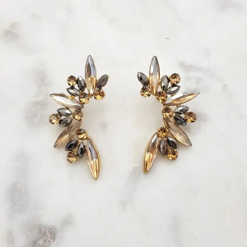 Chrysalini - Statement Crystal Earring Topaz Mix