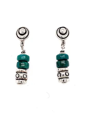 Chrysocolla & Sterling Silver Beads dangling Earrings