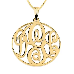 Circle Monogram Necklace 24k Gold Plated