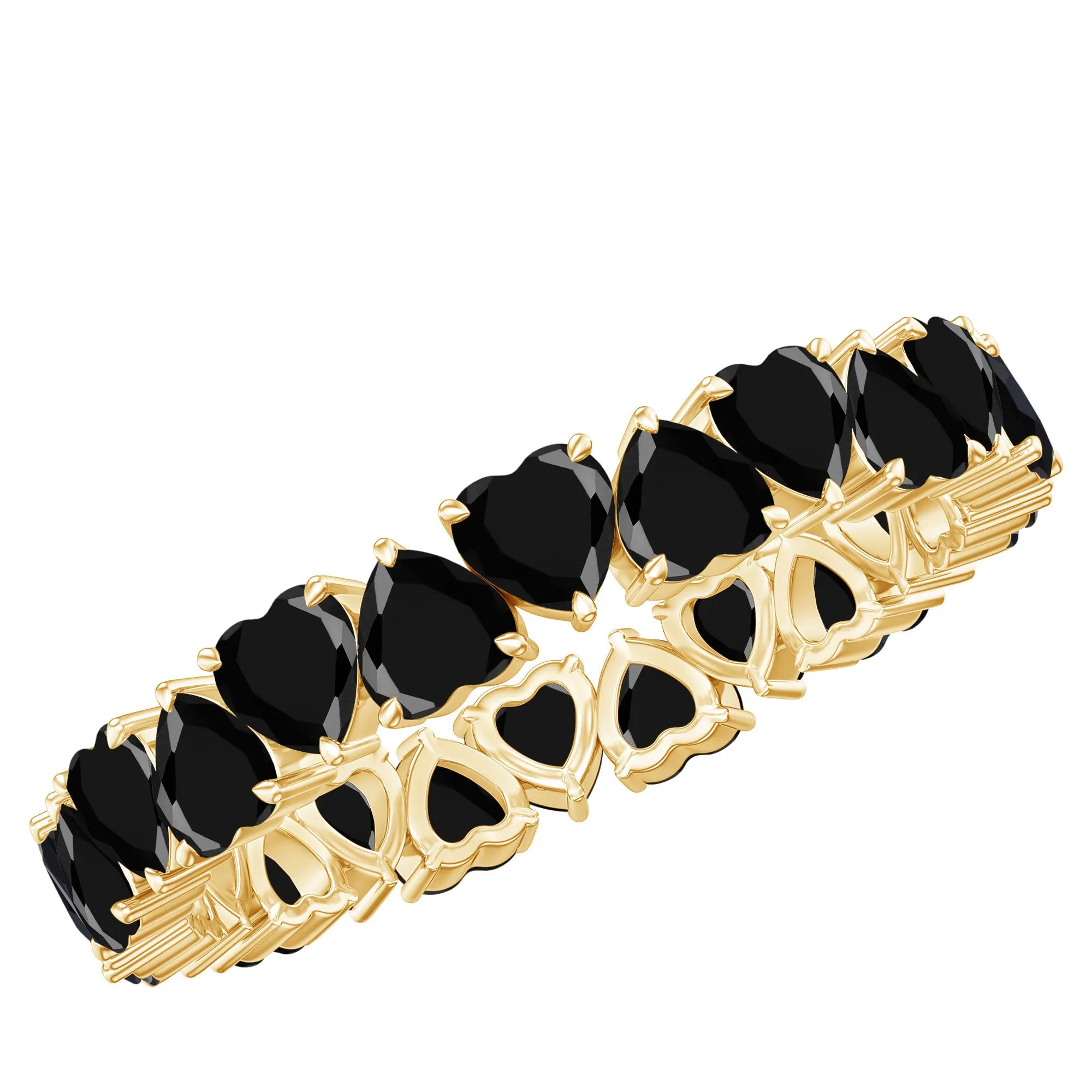 Claw Set Heart Shape Black Onyx Eternity Band Ring