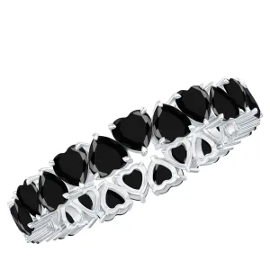 Claw Set Heart Shape Black Onyx Eternity Band Ring