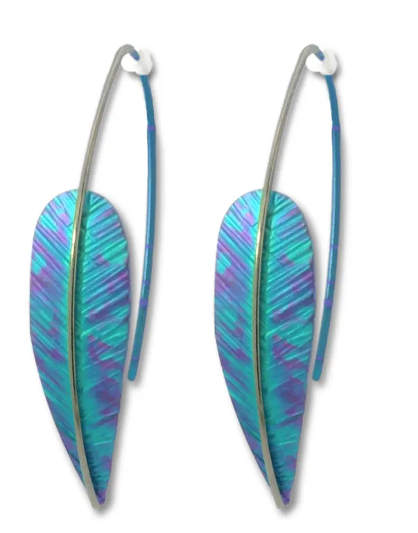 Coloured Feather Drop Earrings