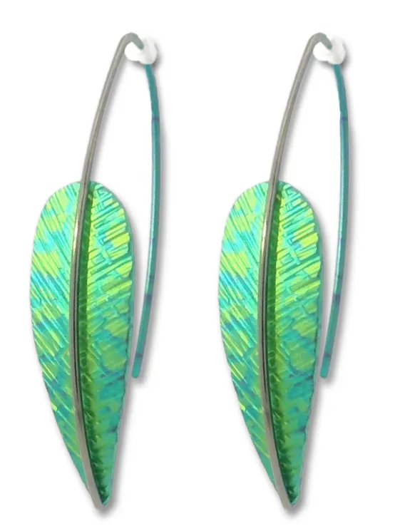 Coloured Feather Drop Earrings