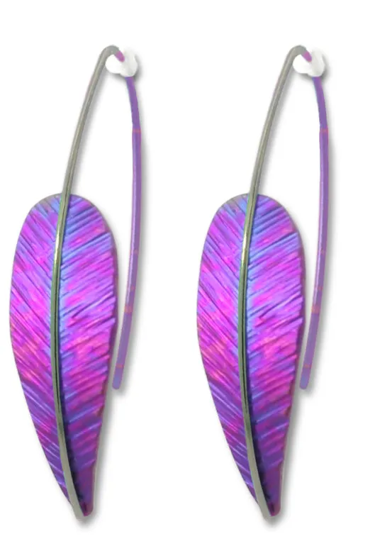Coloured Feather Drop Earrings