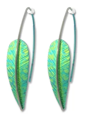 Coloured Feather Drop Earrings