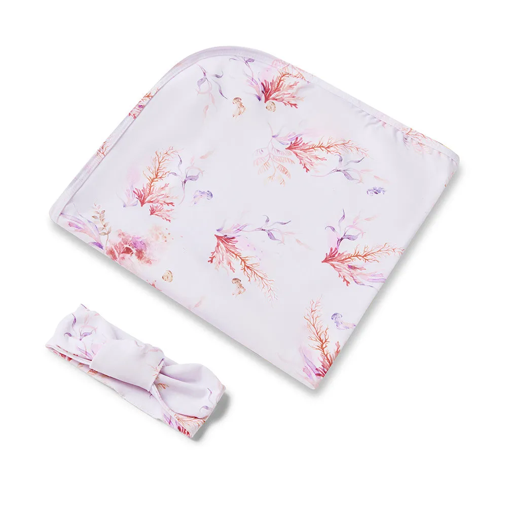 Coral Organic Jersey Wrap & Topknot Set