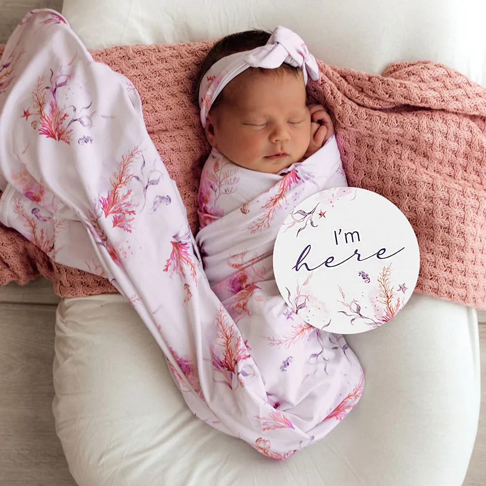 Coral Organic Jersey Wrap & Topknot Set