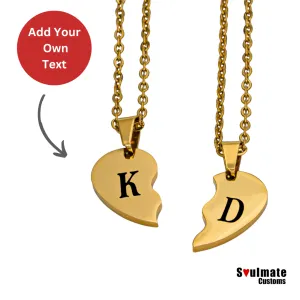 Custom Soulmate© Broken Heart Set Necklace Initials