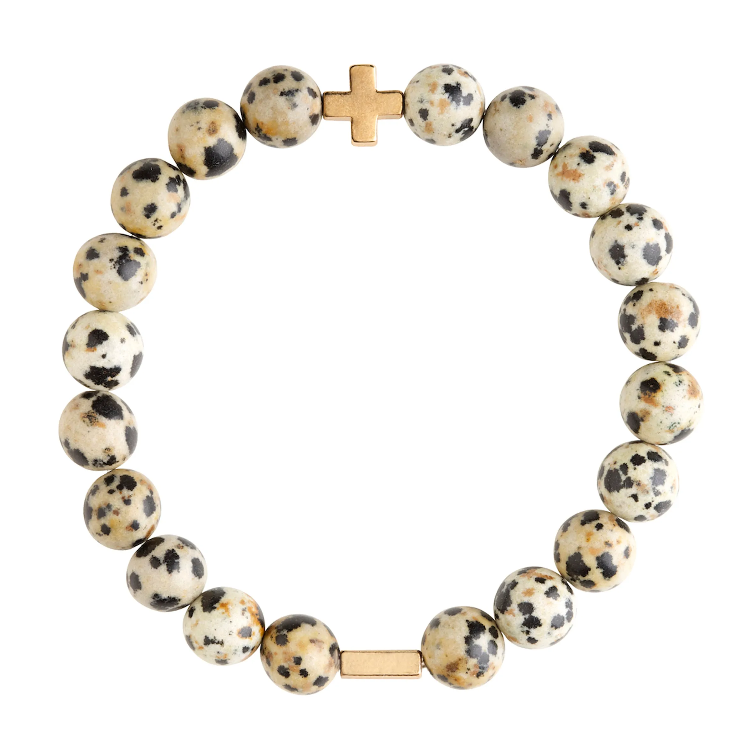Dalmatian Jasper & Gold Elastic Bracelet