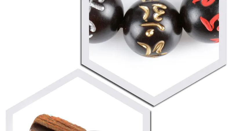 Dark Wood Color-Engraved Buddhist Prayer Bracelet