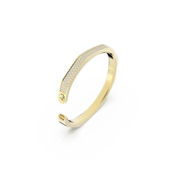 Dextera Octagon Pavé White Gold-tone Plated Bangle