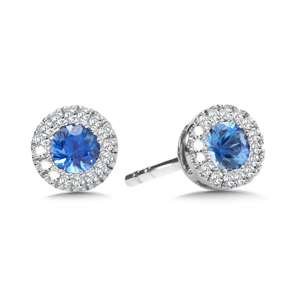 DIAMOND & SAPPHIRE HALO STUD EARRINGS
