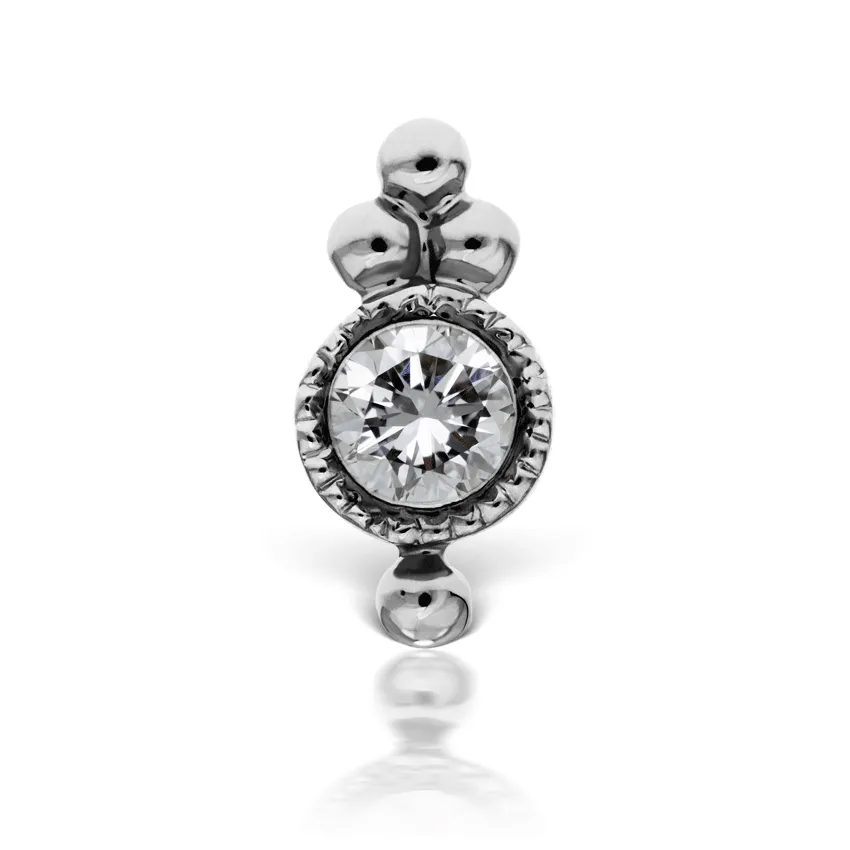 Diamond Four Ball Trinity Earring by Maria Tash in 18K White Gold. Flat Stud.