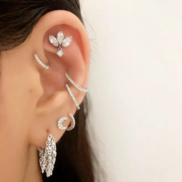 Diamond Moon Earstud by Maria Tash in 18K Yellow Gold. Butterfly Stud.