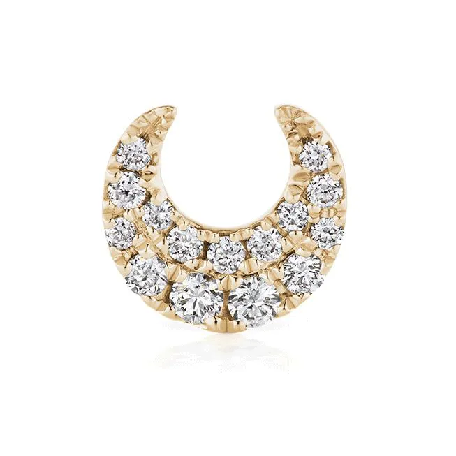Diamond Moon Earstud by Maria Tash in 18K Yellow Gold. Butterfly Stud.