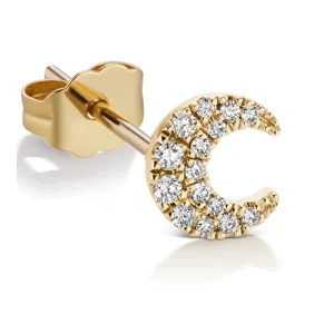 Diamond Moon Earstud by Maria Tash in 18K Yellow Gold. Butterfly Stud.
