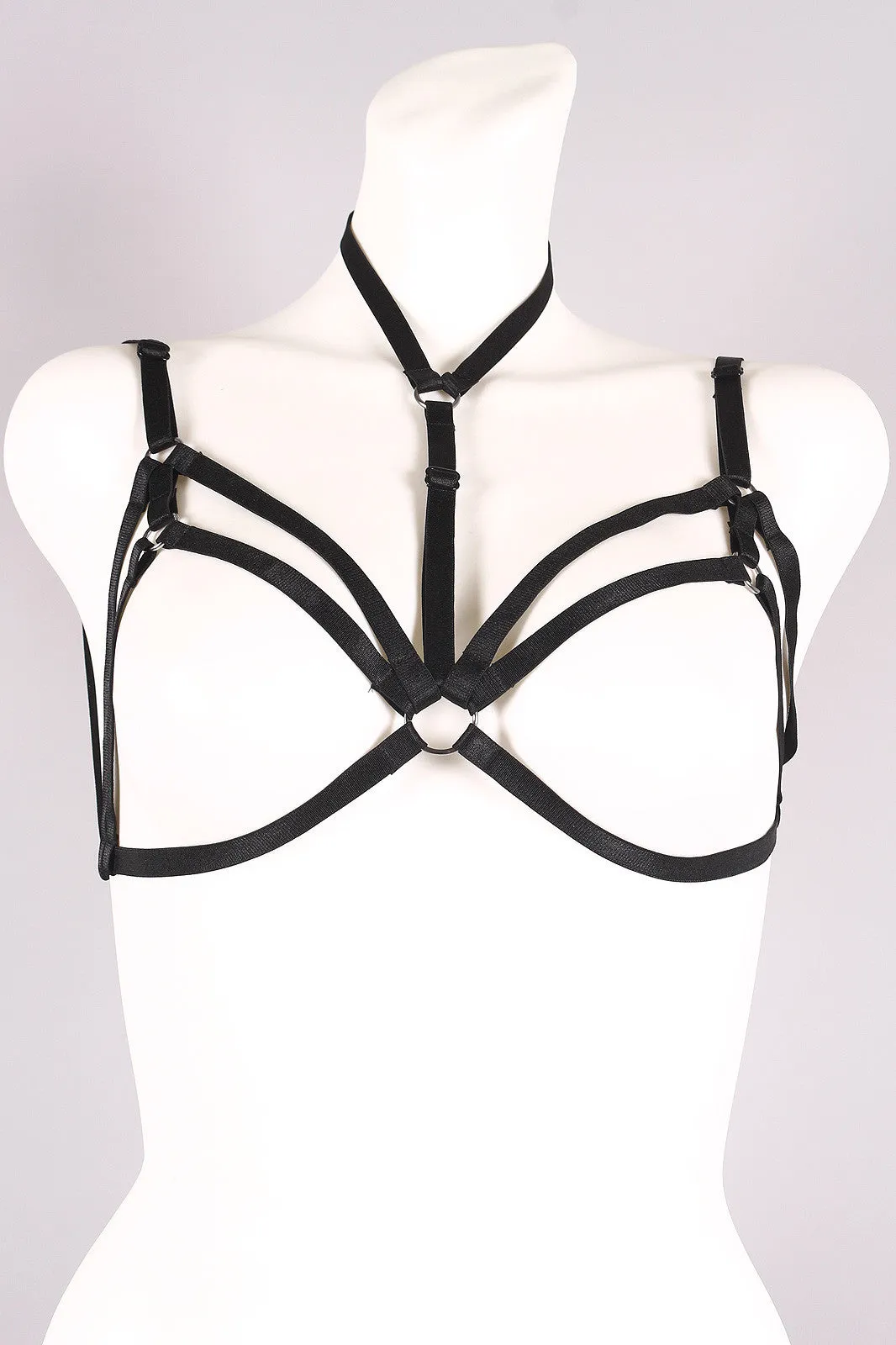 Double Triangle Caged Choker Bra Harness
