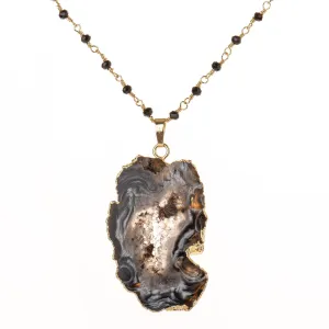 Druzy Slice on Onyx Beaded Chain