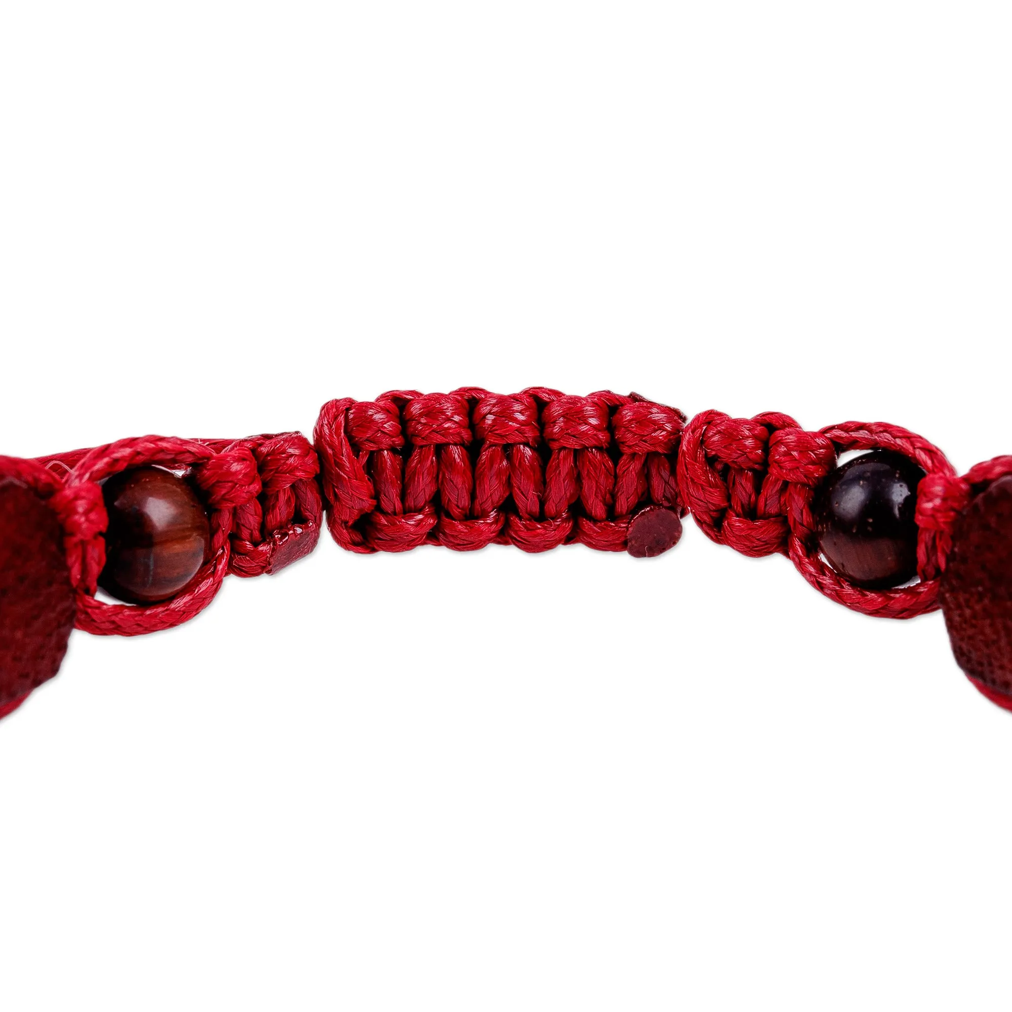 Dzi Multi-Gemstone Beaded Macrame Shambhala Style Bracelet - Shambhala Striped Dzi | NOVICA