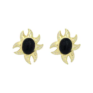 Earrings - Black Onyx And Diamond